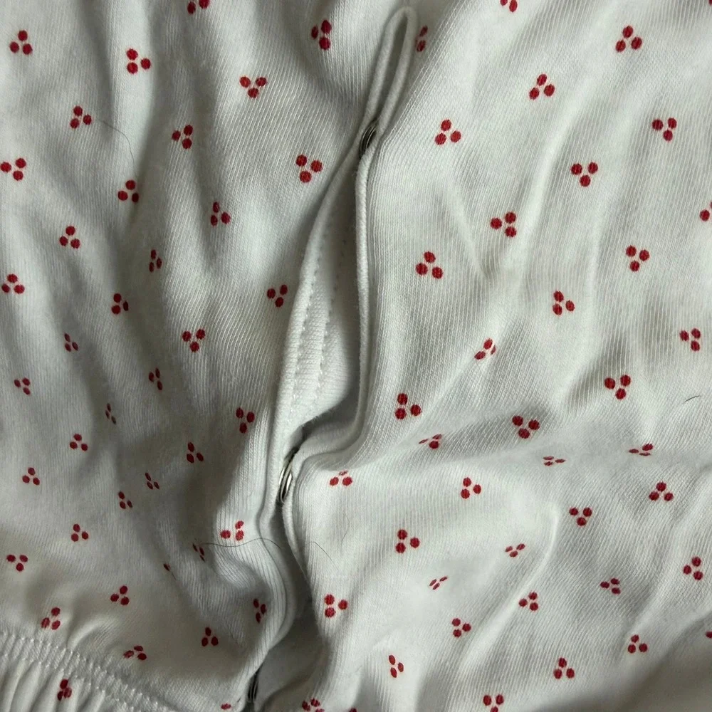 Magnolia Baby Sleep Gown SM Red Gingham Ruffle Strawberry Dot Cotton Pajamas